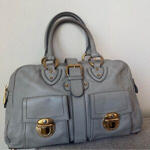 Marc Jacobs Gray Leather Satchel with Gold Hardware